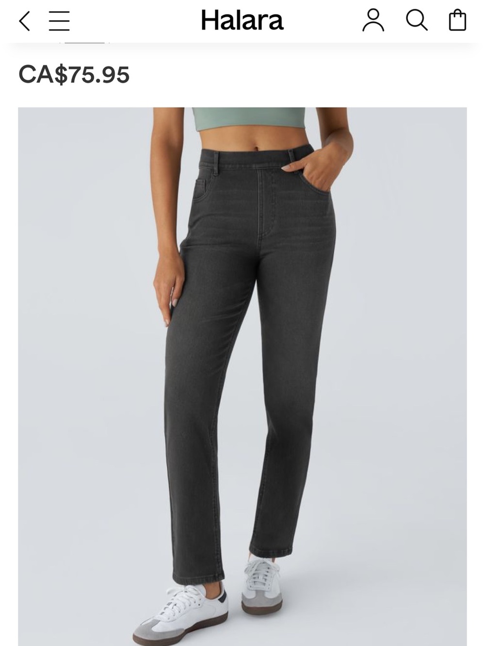 HALARA Straight Leg Jeans - Black Size Large Petite (short)‎